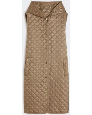 Max Mara Long Water-Repellent Canvas Padded Gilet - Natural