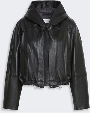 Max Mara Leather Bomber Jacket - Black