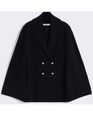 Max Mara Double-Breasted Wool Cape - Blue
