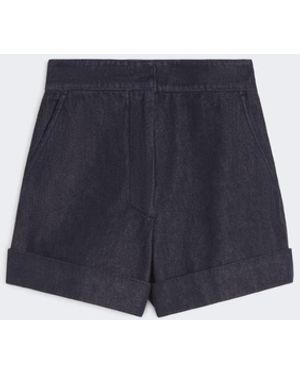 Max Mara Denim-Look Cotton Shorts - Blue