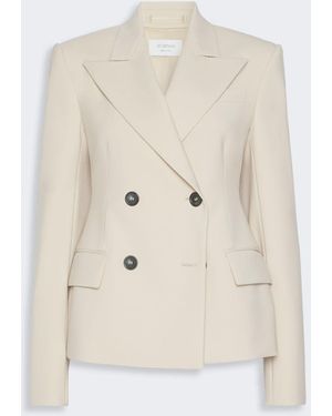 Max Mara Double-Breasted Stretch Wool Blazer - White