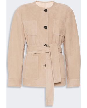 Max Mara Belted Suede Jacket - Natural