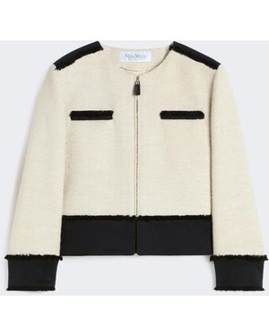 Max Mara Cotton And Linen Basketweave Jacket - Natural