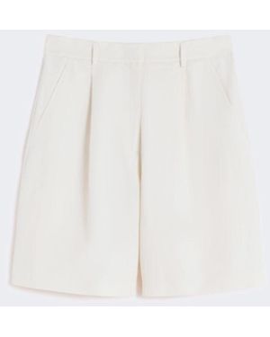 Max Mara Cotton And Linen Canvas Bermuda Shorts - White