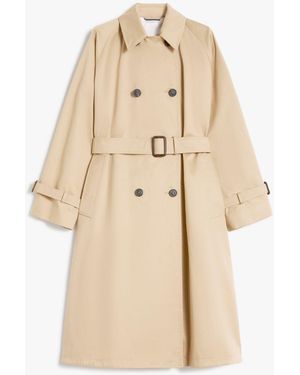 Max Mara Water-Repellent Gabardine Trench Coat With Print - Natural