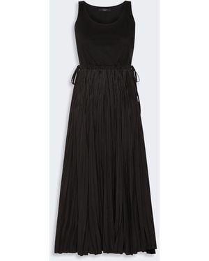 Weekend by Maxmara Jersey Dress With A Plissé-Pleated Skirt - Black