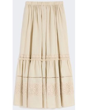 Weekend by Maxmara Long Linen Fabric Skirt - Natural