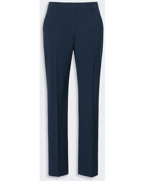 Max Mara Stretch Wool Cigarette Pants - Blue