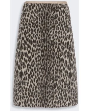 Max Mara Jacquard Wool And Alpaca Calf-Length Skirt - White