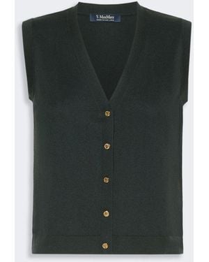 Max Mara Cotton, Silk And Cashmere Yarn Gilet - Green