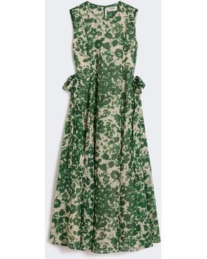 Max Mara Printed Ramie Canvas Dress - Green