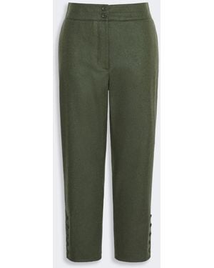 Max Mara Mélange Wool-Blend Cropped Pants - Green