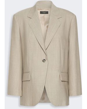 Max Mara Oversized Woolen Cloth Blazer - Natural