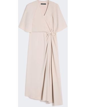 Max Mara Viscose Envers Satin Dress - Natural