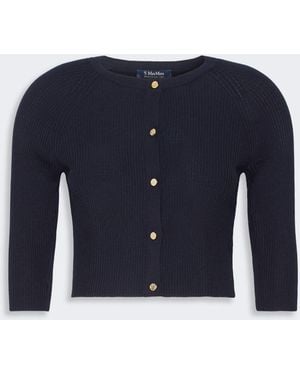 Max Mara Woolen Yarn Cropped Cardigan - Blue