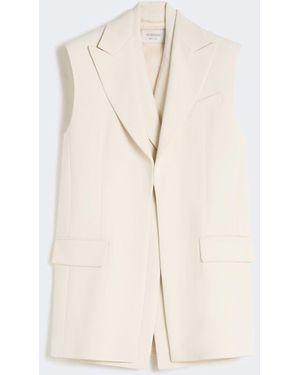 Max Mara Sleeveless Stretch Viscose Two-Piece Blazer - White
