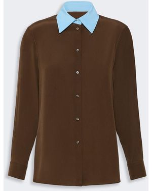 Max Mara Silk Crepe De Chine Shirt - Brown