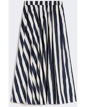 Max Mara Printed Poplin Pleated Skirt - White