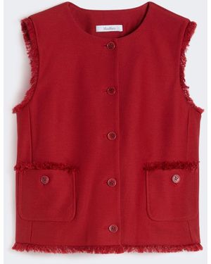 Max Mara Cotton Gabardine Jersey Gilet - Red