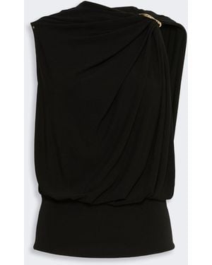 Max Mara Draped Fluid Jersey Top - Black