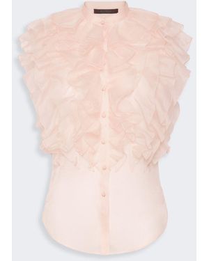 Max Mara Sleeveless Ruched Silk Shirt - White