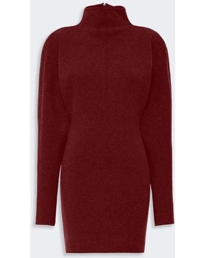 Max Mara Short Wool And Cashmere Yarn Dress - Red