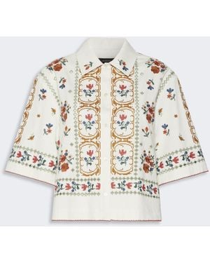 Max Mara Embroidered Cotton Jacket - Natural
