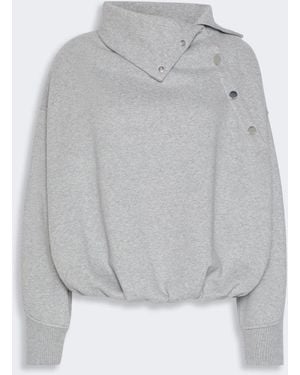 Max Mara Oversized Sweatshirt With An Asymmetric Fastening - White
