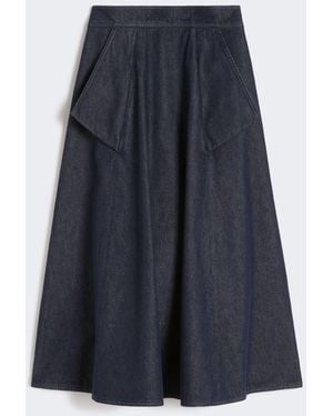 Max Mara Denim-Look Cotton Midi Skirt - Blue