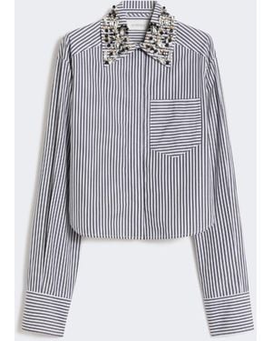 Max Mara Striped Poplin Cropped Shirt - White