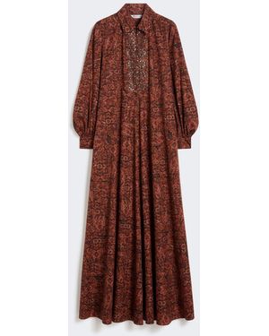 Max Mara Printed Cotton Kaftan Dress - Red