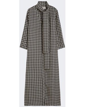 Max Mara Printed Silk Dress - Gray