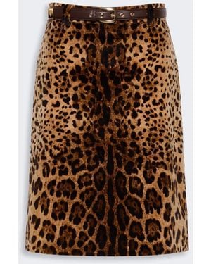 Max Mara Flared Printed Velvet Mini Skirt - Brown