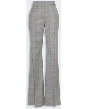 Max Mara Flared Glen Plaid Wool Pants - Gray