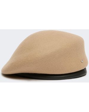Max Mara Wool Felt Beret - Natural