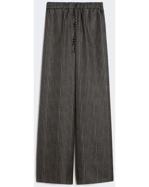 Max Mara Wide-Fit Printed Silk Pants - Gray