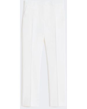 Max Mara Slim-Fit Cotton Satin Pants - White