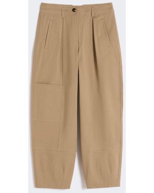 Max Mara Cotton Bull Denim Cargo Pants - Natural