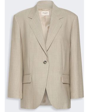 Max Mara Oversized Woolen Cloth Blazer - Natural