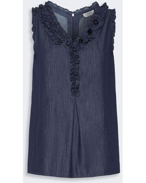 Max Mara Sleeveless Cotton Denim Top - Blue