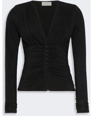 Max Mara Long-Sleeved Viscose Jersey Top - Black