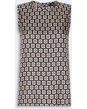 Max Mara Printed Silk Twill Top - White
