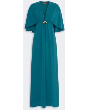 Max Mara Cady Dress With Cape Detail - Blue