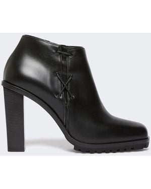 Max Mara Smooth Leather Booties - Black