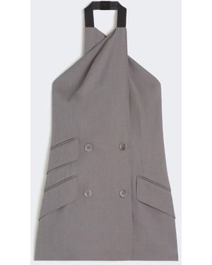 Max Mara Gabardine Wool Sleeveless Jacket - Gray
