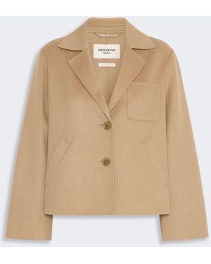 Max Mara Double Wool Cropped Jacket - Natural