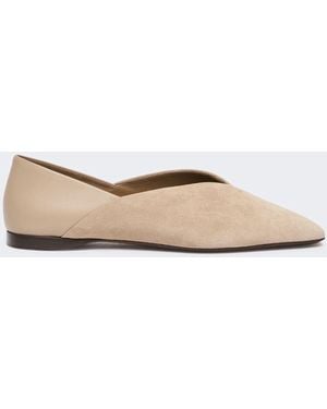 Max Mara Split Leather And Nappa Leather Ballet Flats - White