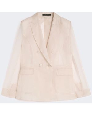 Max Mara Silk Organza Blazer - Natural