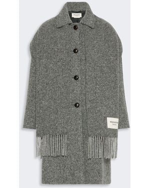 Max Mara Wool-Blend Tweed Coat - Gray