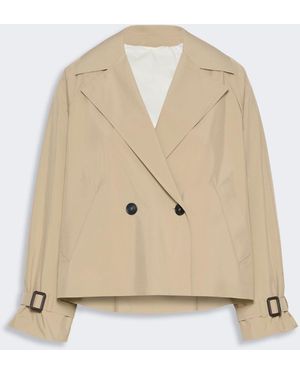 Max Mara Short Water-Repellent Canvas Trench Coat - Natural